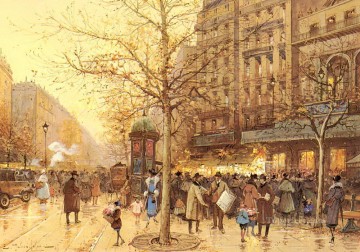 Una escena de una calle de París Eugene Galien Laloue Pinturas al óleo